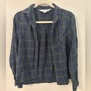 Old Navy Flannel Blue and Green Shirt Button Up